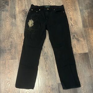 Ralph Lauren Black Embroidered Jeans
